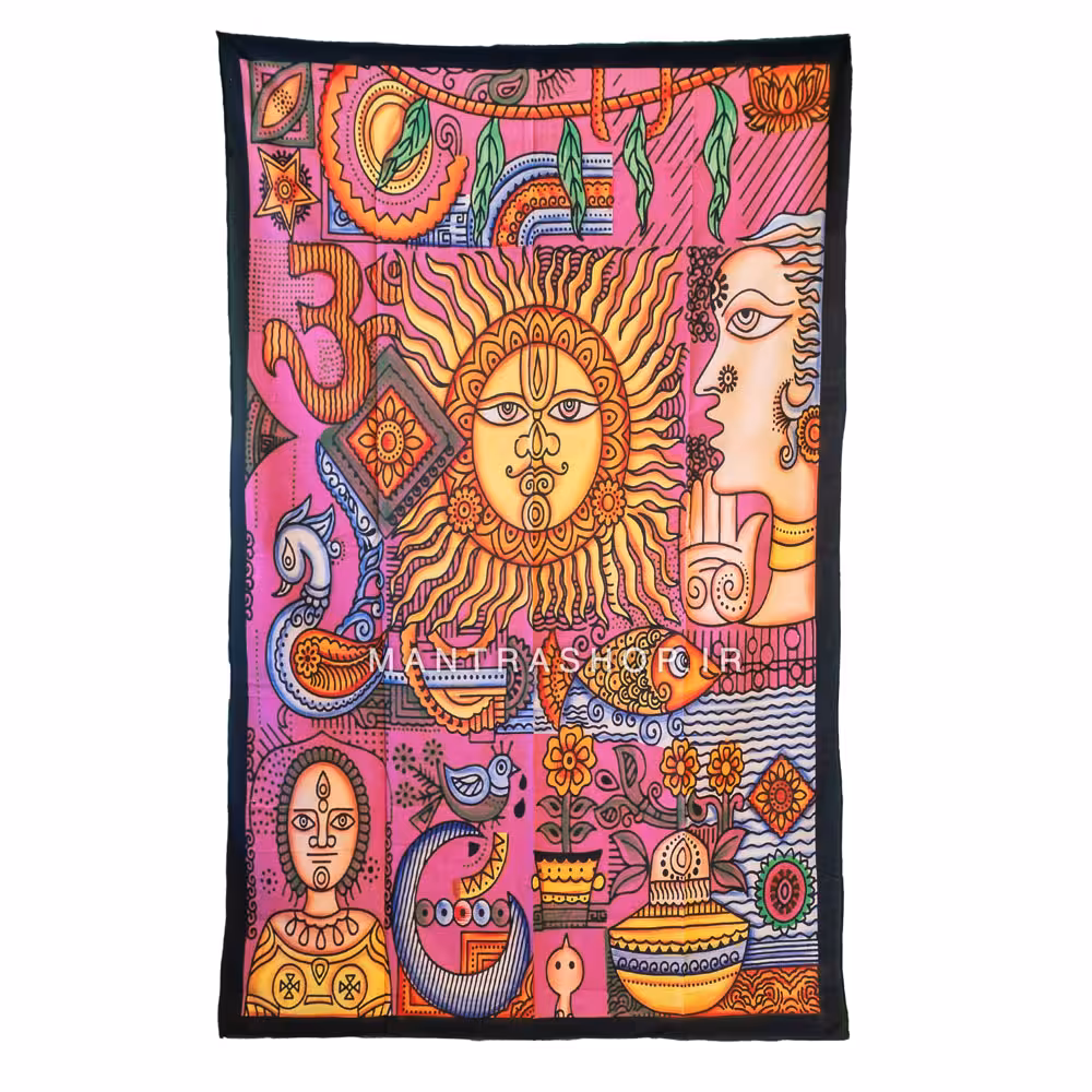 بکدراپ تپستری هندی طرح خورشید صورتی (روتختی یک نفره) کد 602