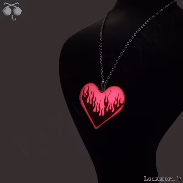 گردنبند قلبی شبتاب قرمز مدل آتش عشق 🔥