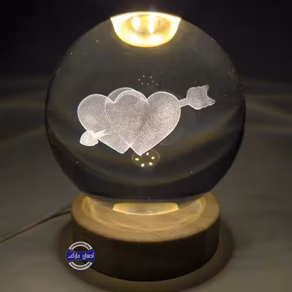 گوی کریستالی قلب و تیر سایز 10