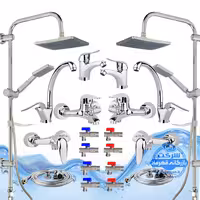 ست 20 عددی شیرآلات برند آیدا صنعت مدل قهرمان اردکی | دو عدد شیر ظرفشویی   دو عدد شیر روشویی   دو عدد شیر حمام   دو عدد شیر توالت   دو عدد علم دوش یونیورست مدل صفحه استیل رسوب‌گیر اتومات   دو عدد شلنگ توالت   دو عدد شلنگ استیل   هشت عدد شیر پیسوار | کروم براق