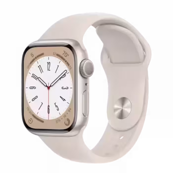 خرید ساعت هوشمند اپل واچ سری 8 مدل 45MM S/M Starlight Aluminum Case با بند اسپورت کرمی