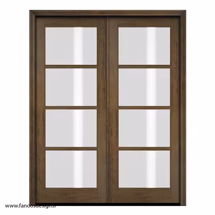 درب دو لنگه چوبی شیشه‌خور برای نشیمن کد 1101