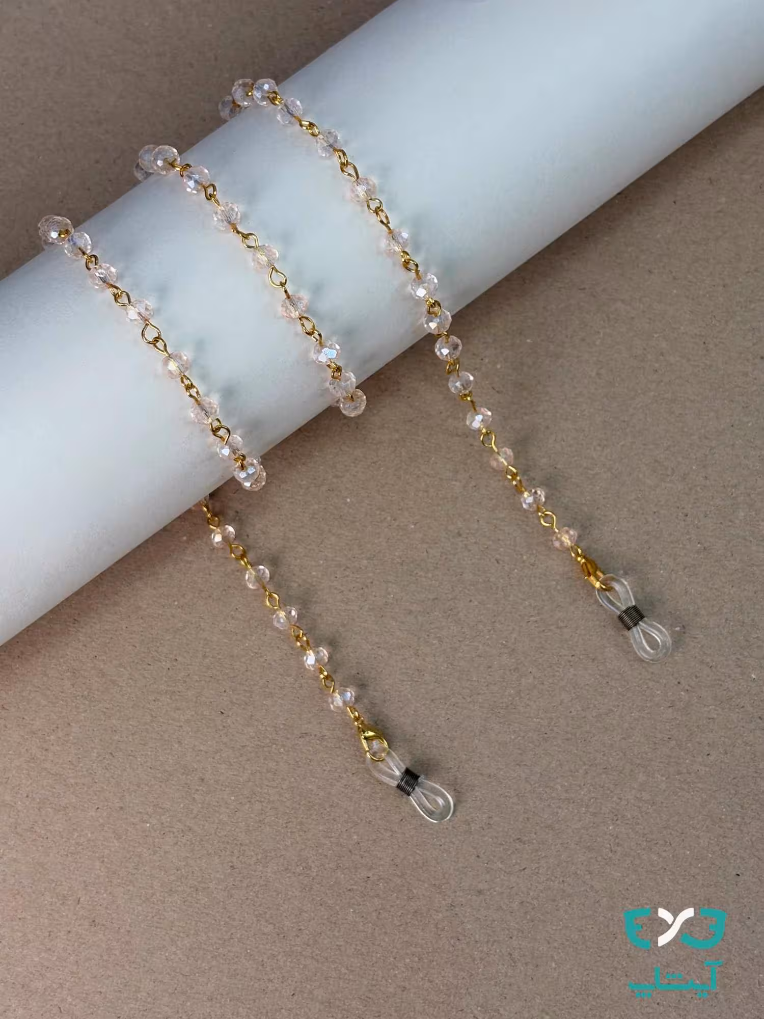 بند عینک مهره ای نازنجی شفاف