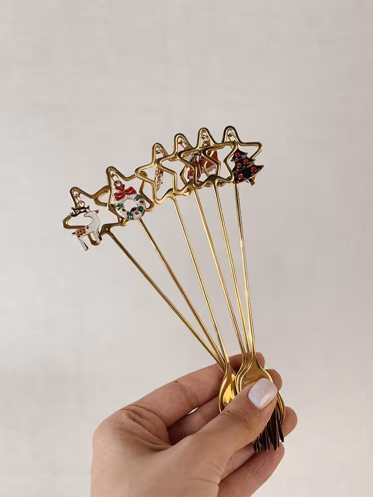 قاشق چنگال طلایی ستاره ای کریسمسی کد003072