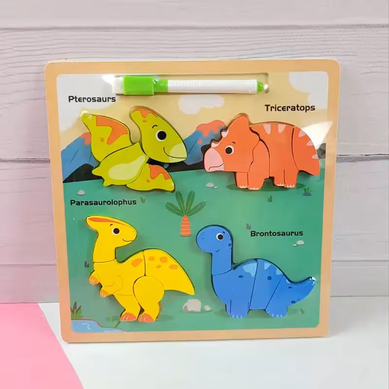“دنیای دایناسورها: پازل و تخته نقاشی چوبی”