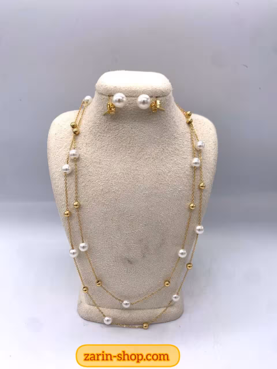 نیمست زنانه استیل مروارید دار طرح طلا