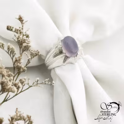 انگشتر نقره دست ساز با سنگ عقیق یمن کبود کد 14089