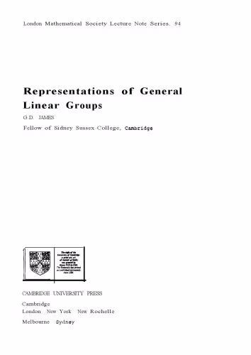 خرید و دانلود نسخه کامل کتاب Representations of General Linear Groups