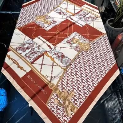 روسری مجلسی ابریشم توییل ، قواره 130، کد 350