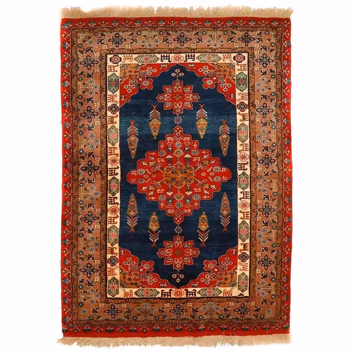 فرش دستباف دو و نیم متری مدل لچک ترنج خراسان کد 410606(فروش چکی 6 ماهه با کد تخفیف farshgereh)