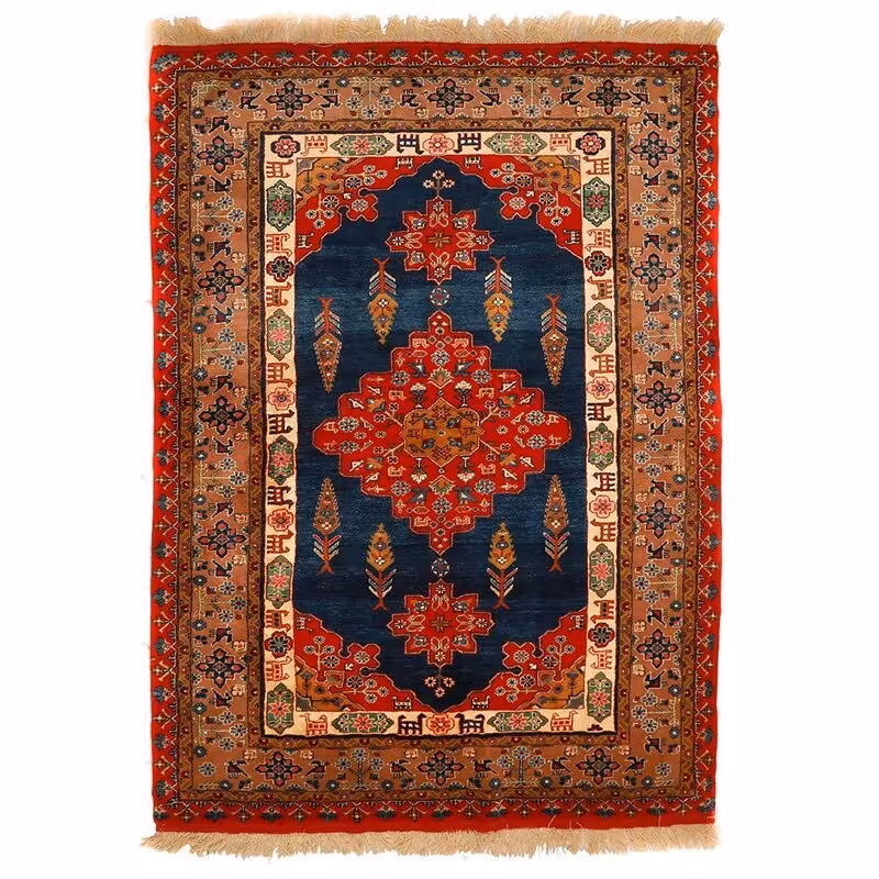 فرش دستباف دو و نیم متری مدل لچک ترنج خراسان کد 410606(فروش چکی 6 ماهه با کد تخفیف farshgereh)