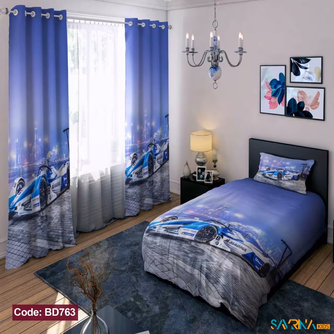 ست اتاق خواب پسرانه طرح ماشین مسابقه کد BD763