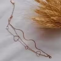 دستبند سه لاین قلب استیل - رنگ ثابت