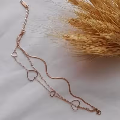 دستبند سه لاین قلب استیل - رنگ ثابت