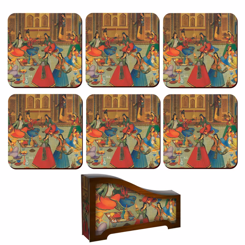 زیر لیوانی لوکسینو مدل سنتی ایرانی مجموعه 6 عددی | کالا مکس