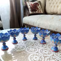 6عدد آجیل خوری پایه دار میناکاری مس سایز 12