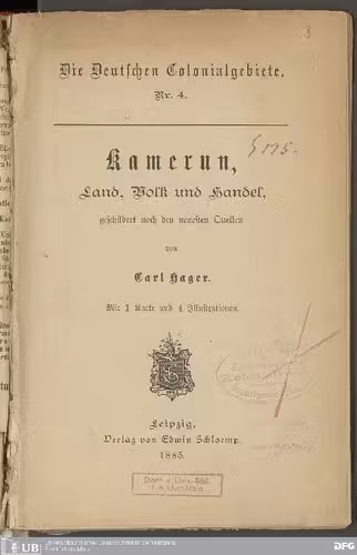 خرید و دانلود نسخه کامل کتاب Kamerun : Land, Volk und Handel
