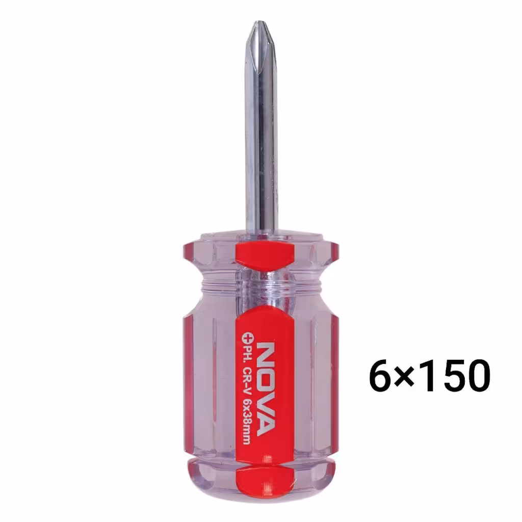 پیچ گوشتی دسته کریستالی 150×6 چهارسو نووا NOVA مدل 1129