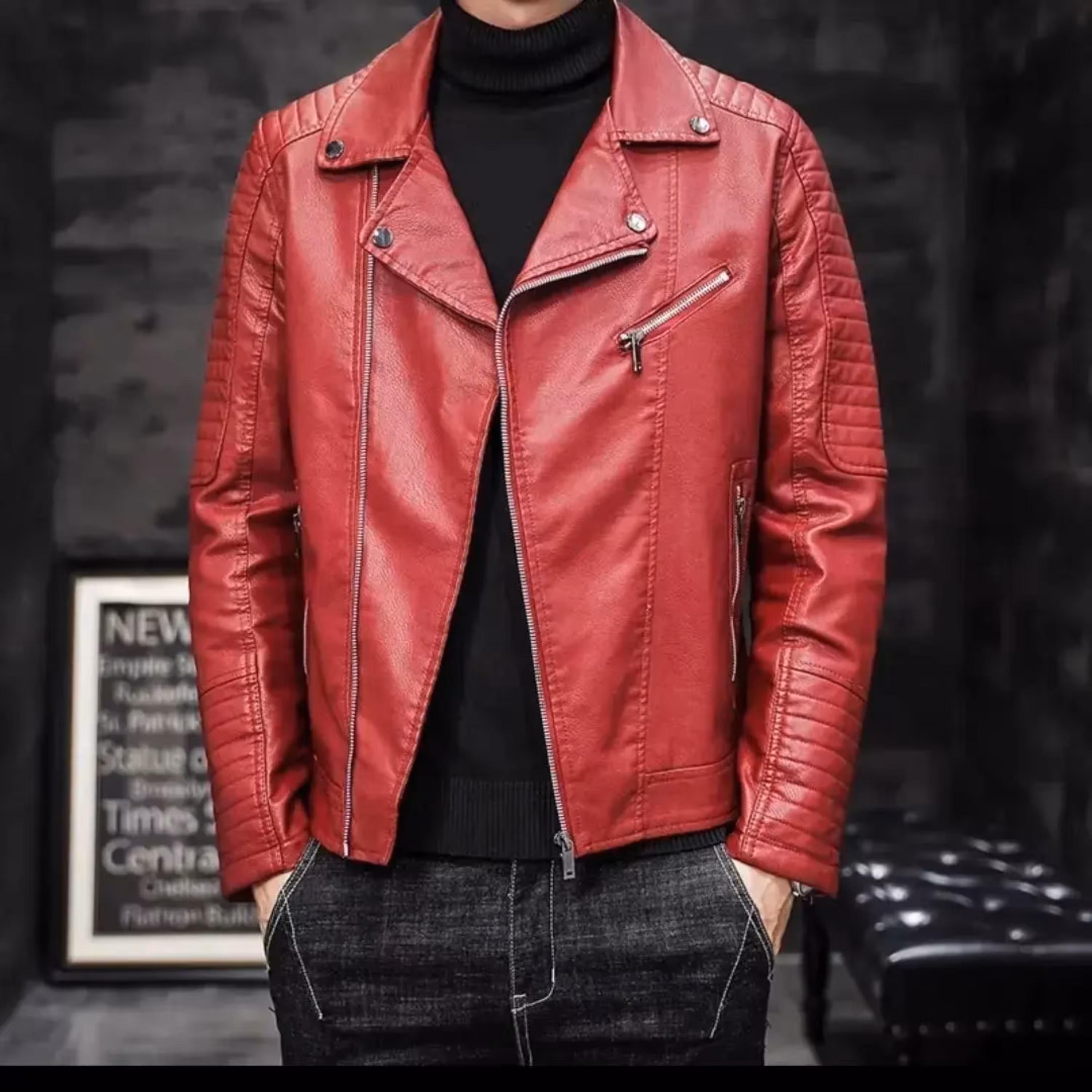 کاپشن چرم پلیسی داخل خز(اورجینال)