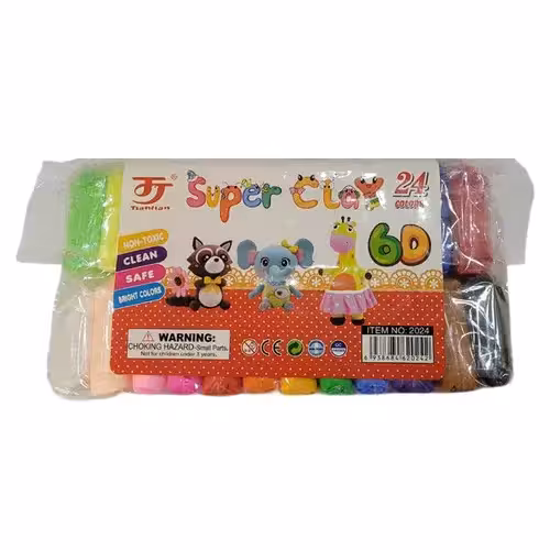 خمیر کلی 24 رنگ همراه با ابزار مدل super clay