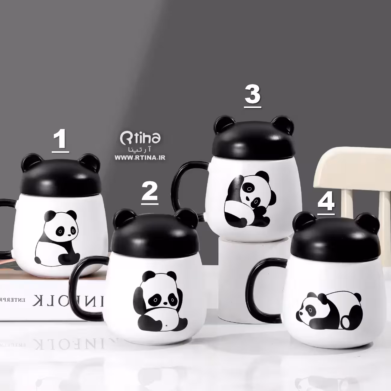 ماگ سرامیکی طرح پاندا فانتزی/ درب دوجداره