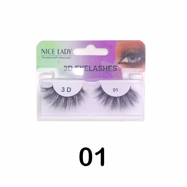 مژه جفتی رنگی 3D نایس لیدی هاله مشکی شماره01