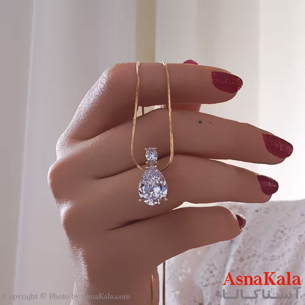 گردنبند ژوپینگ مینیمال دخترانه مدل اشک سفید کد GNB161116W