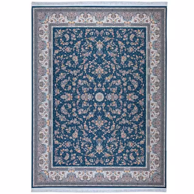 فرش پاتریس افشان سی گل آبی کاربنی 1500 شانه (ارسال رایگان)