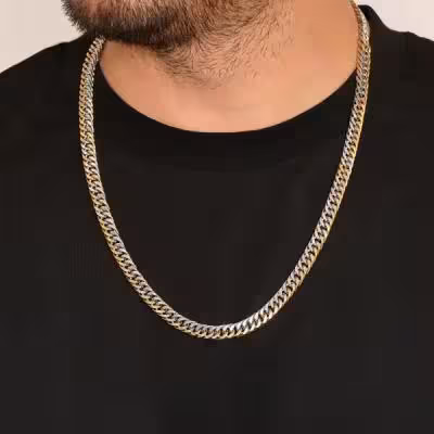 زنجیر استیل کارتیر دورنگ 8 میل . ضد تعریق ( تضمینی).