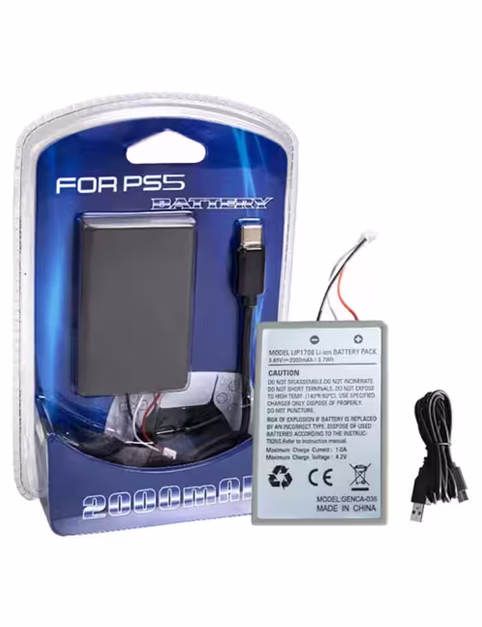 باتری دسته PS5 مدل GENCA-036 با ظرفیت 2000 به همراه کابل شارژ