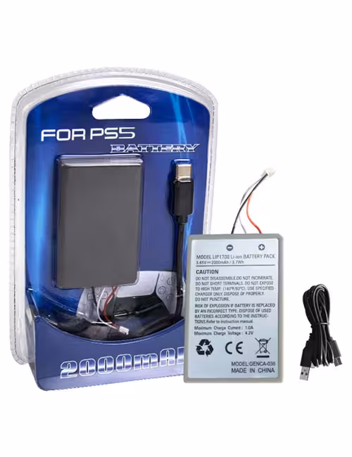 باتری دسته PS5 مدل GENCA-036 با ظرفیت 2000 به همراه کابل شارژ