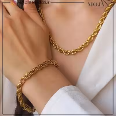 مشخصات و خرید نیم ست طنابی 6میل طلایی کد 00106 -