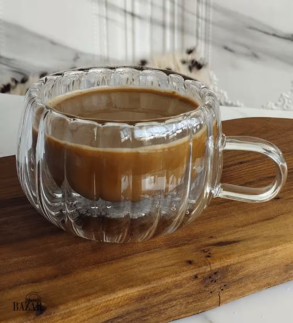 فنجان دو جداره کدو شیاردار 1 عددی وارداتی