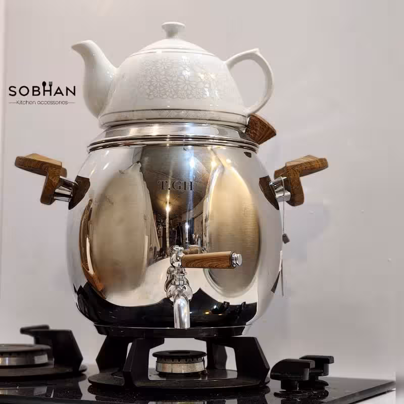 کتری قوری قیطاسی دسته چوبی