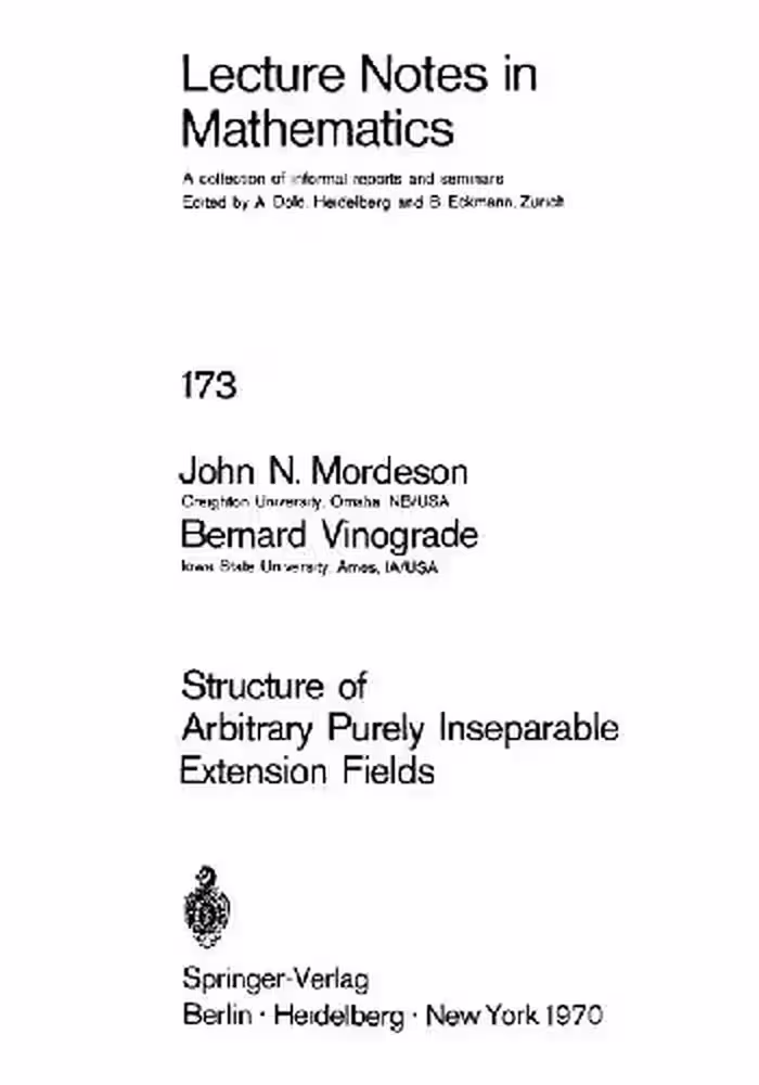 خرید و دانلود نسخه کامل کتاب Structure of Arbitrary Purely Inseparable Extension Fields