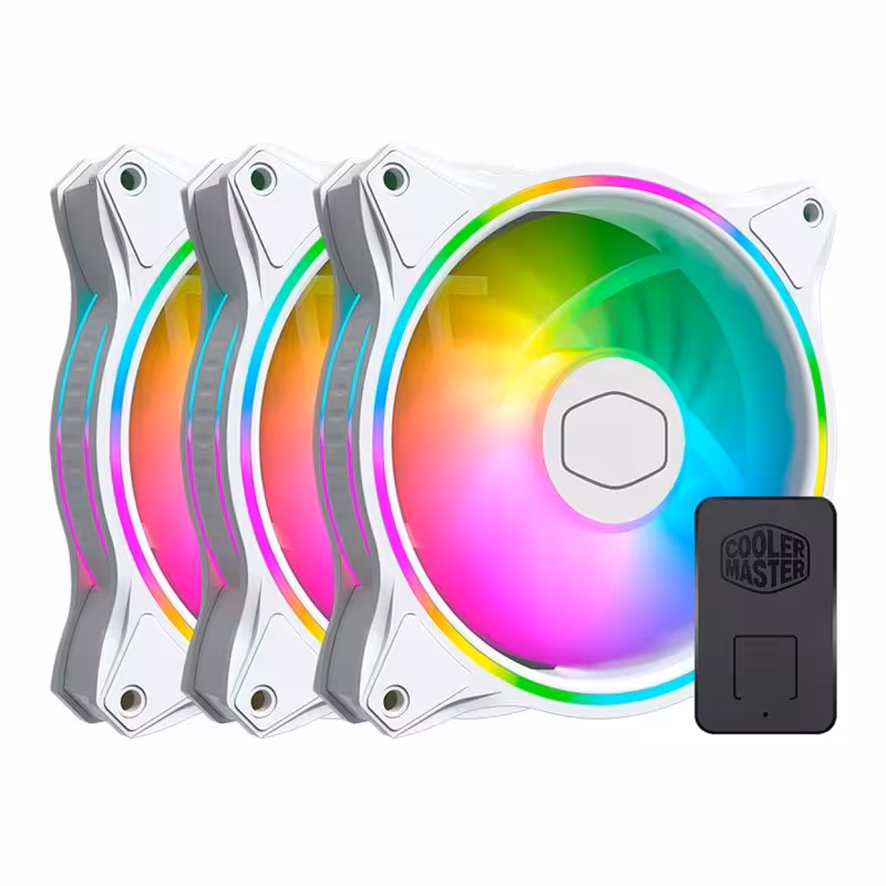 فن کیس کولر مستر Cooler Master MasterFan MF120 Halo ARGB White 12*12 بسته 3 عددی
