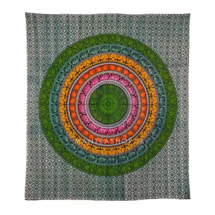 بکدراپ تپستری هندی طرح ماندالا (روتختی دو نفره) کد 243