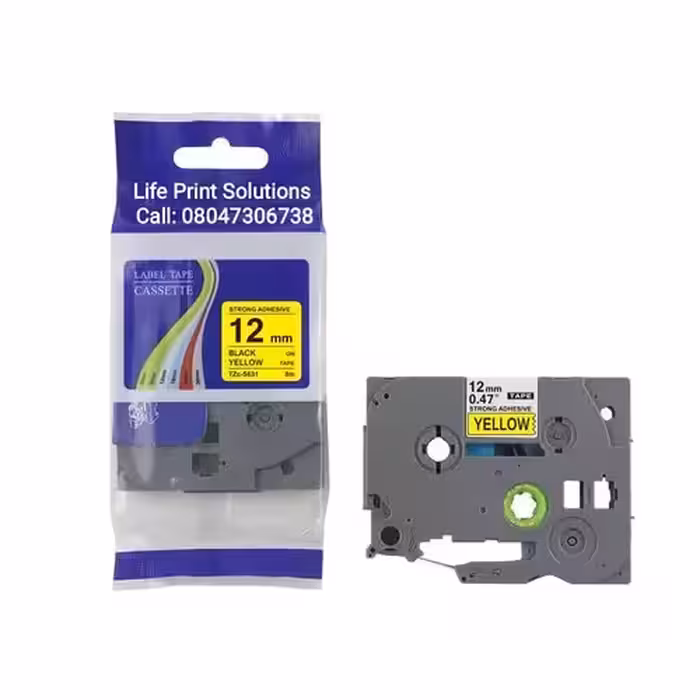 BLACK ON BLUE Brother TZE-531 Label Tape لیبل زن