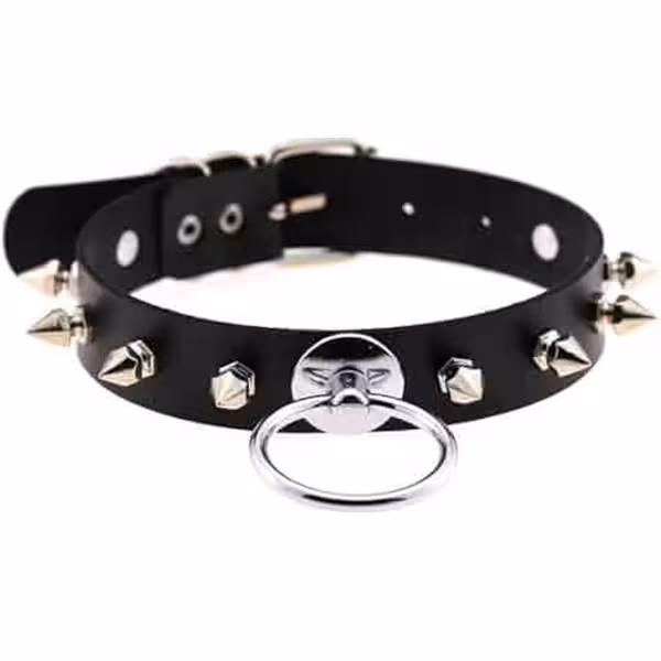 چوکر اسپایک دار (فلزی) و حلقه سگک دار