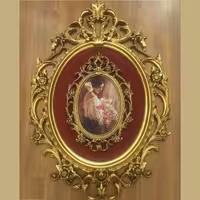 قاب آینه طرح ایکیا چاپ مخمل پتینه کاری مدرن