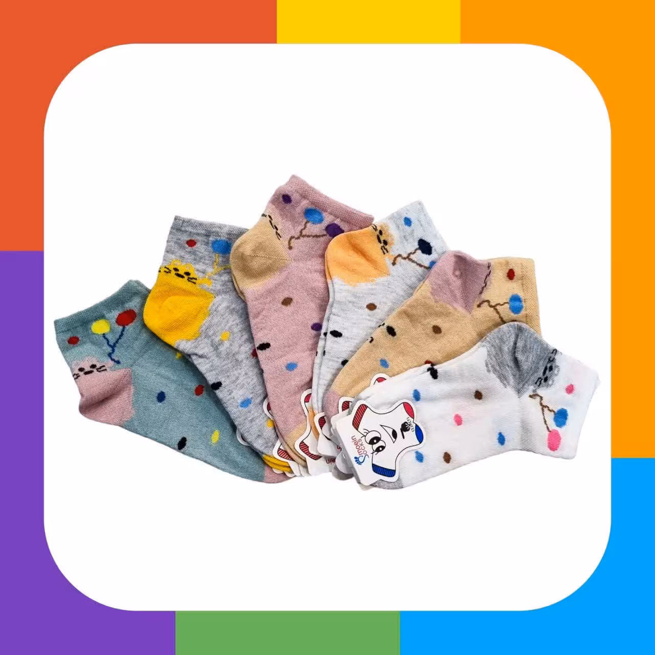 جوراب نیم ساق بچگانه گربه بادکنکی