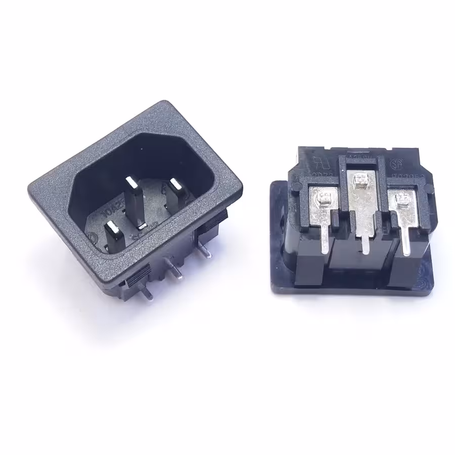 جک پاور AC نری رو بردی , AC power input jack, male 250V 15A