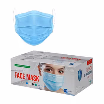 ماسک سه لایه پزشکی آبی استاندارد (هر بسته 50 عدد)
