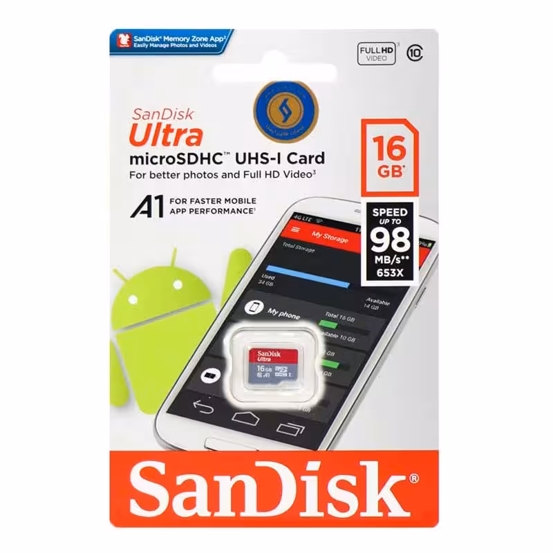 کارت حافظه میکرو 16 گیگ سن دیسک SanDisk Ultra 653X 98MB/s