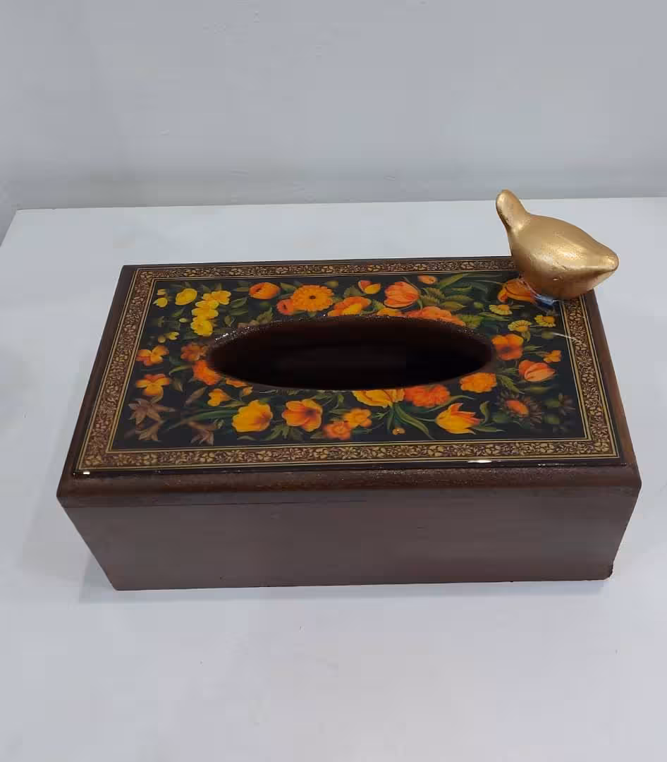 جعبه دستمال چوبی رزین کد 102173