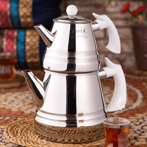 ست کتری و قوری ریور مدل هرمی TP2173 گنجایش کتری 3 لیتر گنجایش قوری 1 لیتر