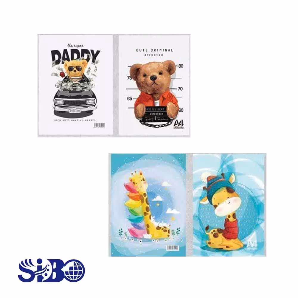 دفتر 100 برگ خط دار سیمی جلد طلقی مدل پسرانه کلاسیک