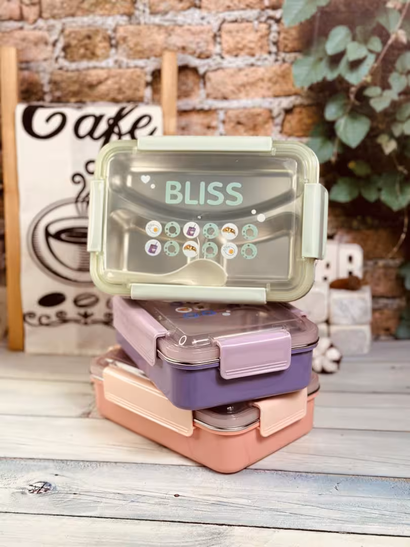 لانچ باکس داخل استیل سه قسمتی مستطیل کد 5053