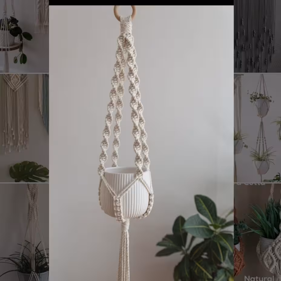 آویز گلدان مکرومه ساده مدل ستاره