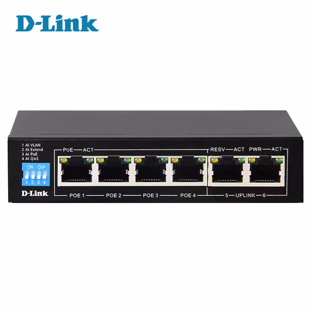سوئیچ شبکه 4 پورت POE گیگابیت دی لینک مدل D-Link DGS-F1006P-E